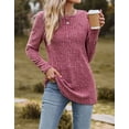 thumbnail image 4 of Women Top Tunic Sweater 2XL Pullover Ribbed Knit Comfort Lady Long Sleeve Autumn Daily Loungewear Relaxed Fit Stripe Cogild, 4 of 5