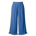 thumbnail image 6 of Hfnxid Wide Leg Pants for Women Ruffle Hem High Waisted Palazzo Pant Loose Fit Casual Trousers Flowy Vacation Trouser Blue S, 6 of 7