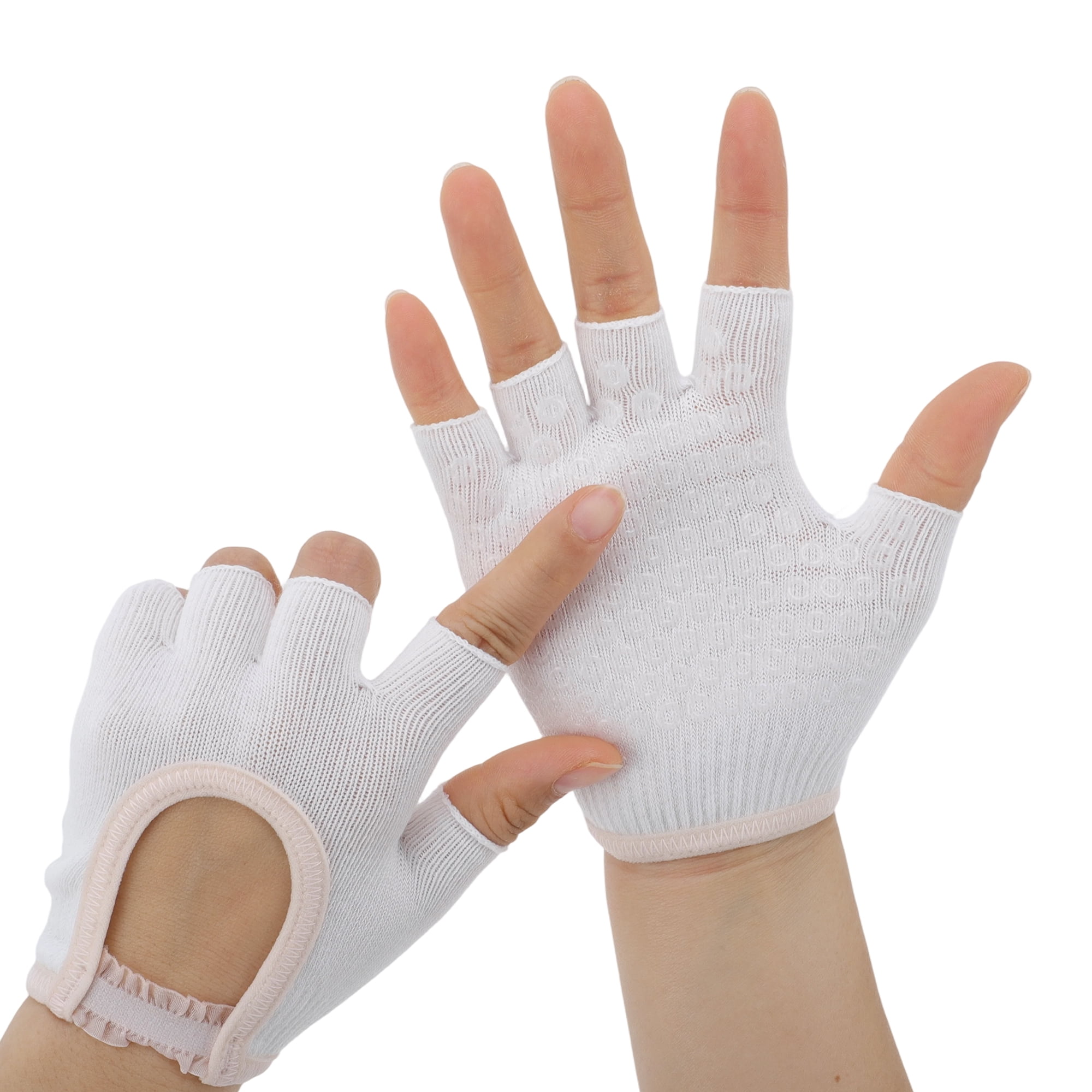 Unique Bargains Durable Fingerless Yoga Gloves One Size White