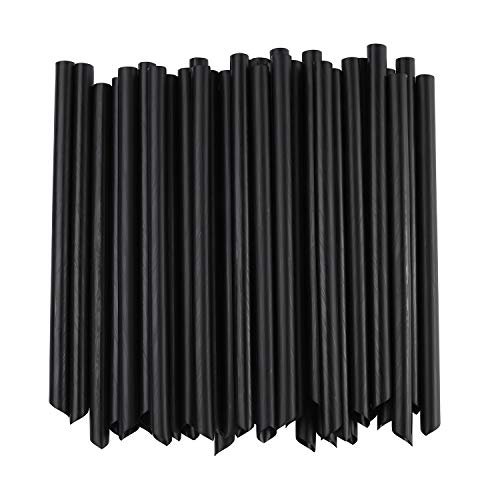 ALINK Extra Wide Black Plastic Bubble Tea Smoothie Straws, 1/2" Wide X 8 1/2" Long Fat Boba