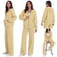 thumbnail image 6 of YHCY 2 Piece Zip Up Sweatsuits for Women Basic Long Sleeve Hooded Sweatshirt Long Straight Wide Leg Sweatpant Casual Comfy Soft Suits Plus Size Fall Trendy Sets Lounge Travel Tracksuits Beige 3Xl, 6 of 9