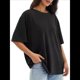 thumbnail image 3 of Camisetas de Gran Tamaño para Mujer, Corte Holgado, Cuello Redondo, Corta, Blusa Informal de Verano, Camiseta Básica Y2K para Playa Negro S, 3 of 8