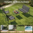 thumbnail image 6 of 4-Piece steel Patio Furniture Set, Outdoor Leisure Table & Chair Combination with Tempered Glass Coffee Table, Ideal for Porch, Garden & Lawn Black, 6 of 13