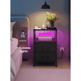 thumbnail image 4 of Ledrem Nightstand with Charging Station & App-Controlled LED Lights, Bed Side Table with 2 Drawers and 1 Open Shelf, Ink Black and Ebony Black, 4 of 7