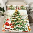 thumbnail image 2 of jejeloiu Chic Christmas Tree Queen Sheet Sets,Kawaii Santa Claus Flat Sheet,Kida Xmas Gifts Queen Fitted Sheet For Boys Kids,Ultra Soft Home Decor,4-Piece, 2 of 7