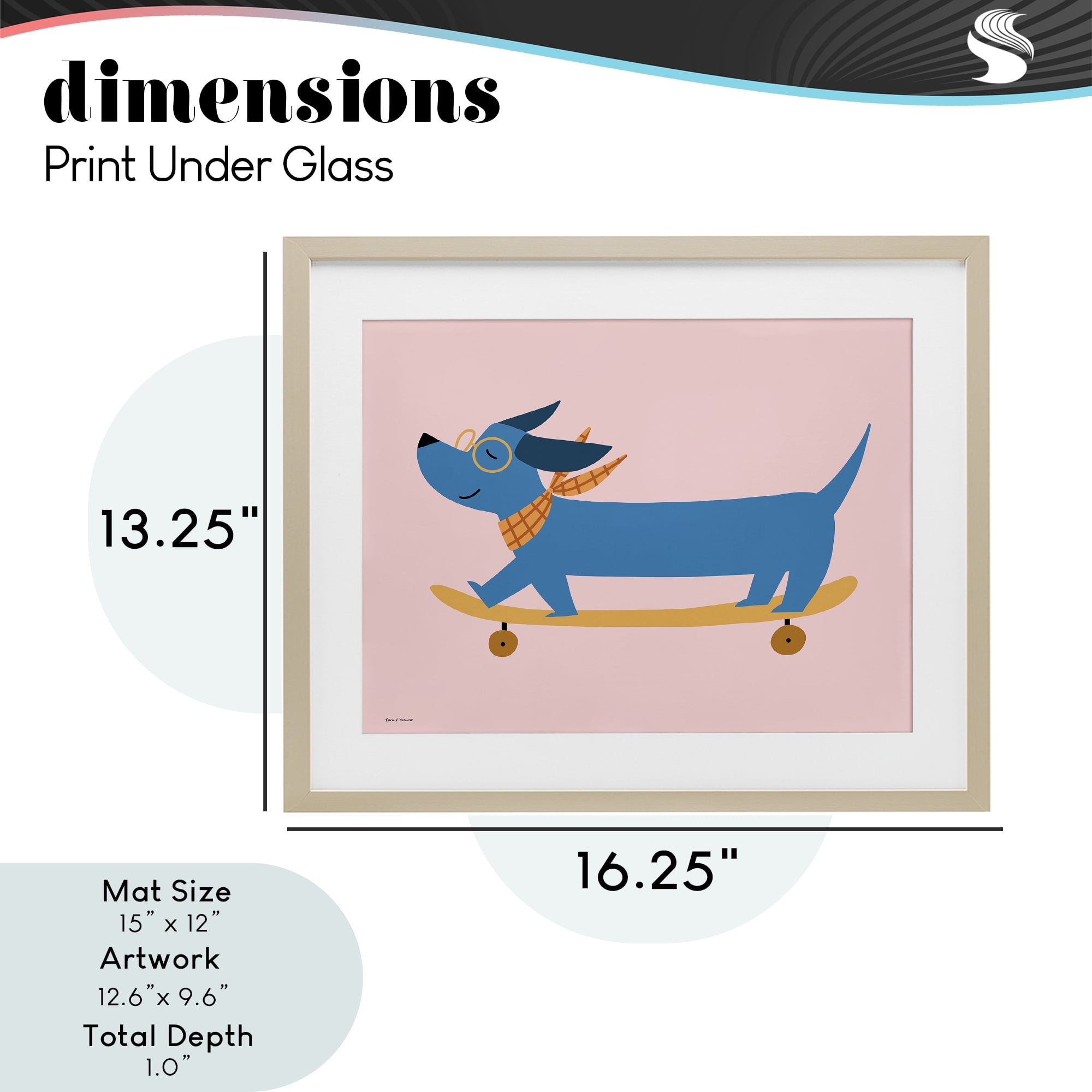 Stupell Industries Skateboarding Wiener Dog Birch Framed Print Under Glass, design by Rachel Nieman