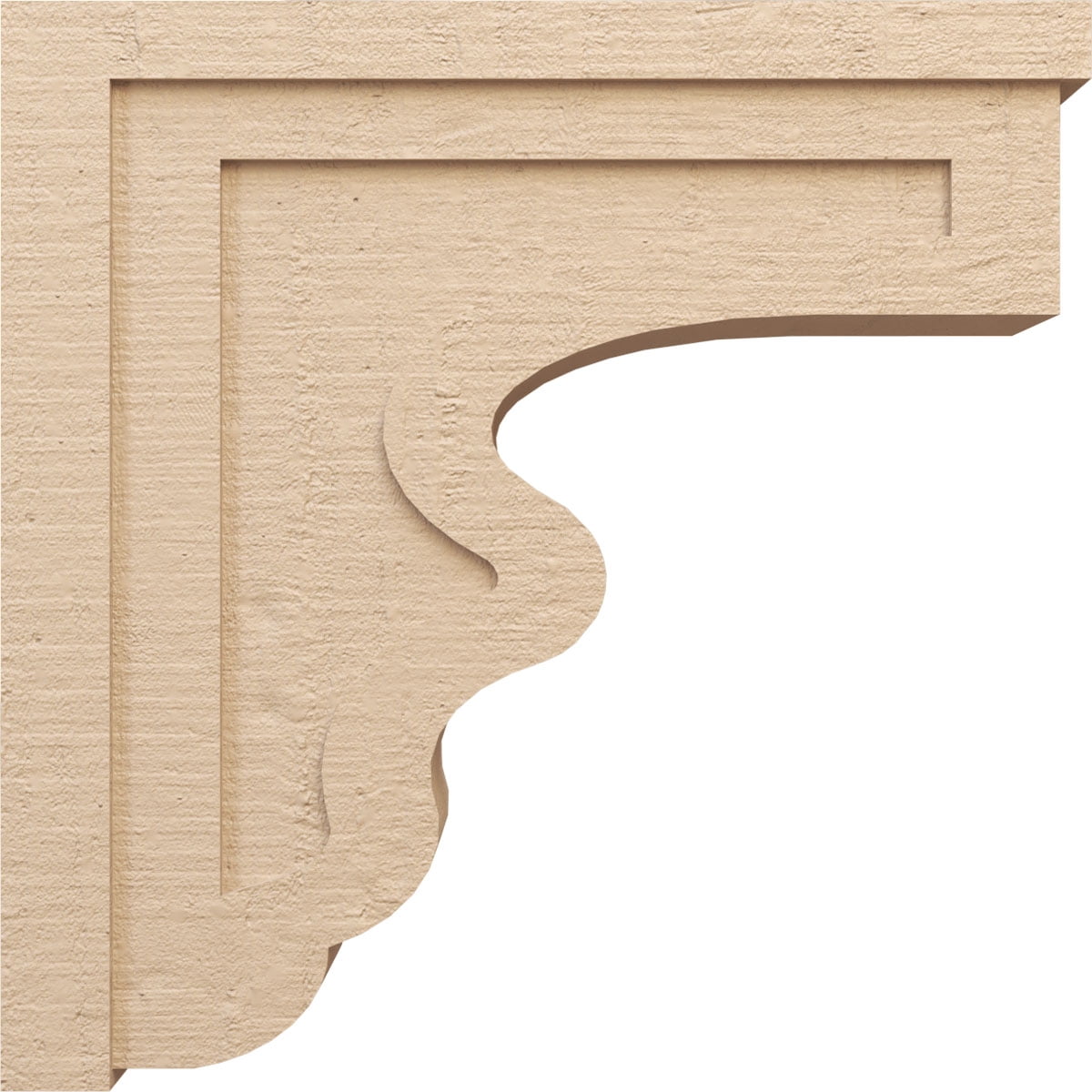 9"W x 36"D x 36"H Thin Highland Rough Cedar Woodgrain TimberThane Corbel, Primed Tan