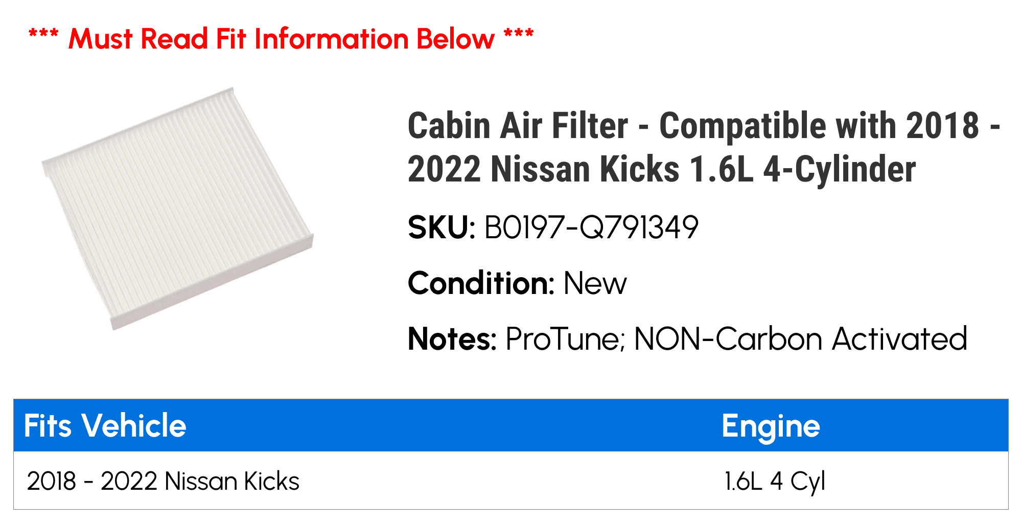 Engine Air Filter + Cabin Air Filter Set For 2017-2023 Nissan Kicks & 2020-2023 Versa