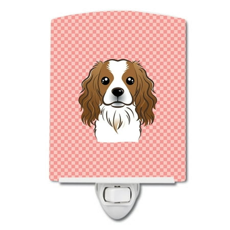 

Caroline s Treasures BB1224CNL Checkerboard Pink Cavalier Spaniel Ceramic Night Light 6x4x3 multicolor