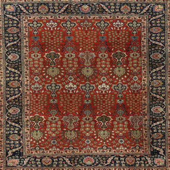 Ahgly Company Indoor Square Traditional Saffron Red Persian Area Rugs, 6' Square