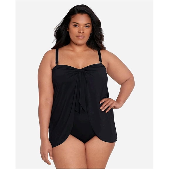 Ralph Lauren BLACK Plus Size Bandeau Tummy-Control One-Piece Swimsuit, US 16W
