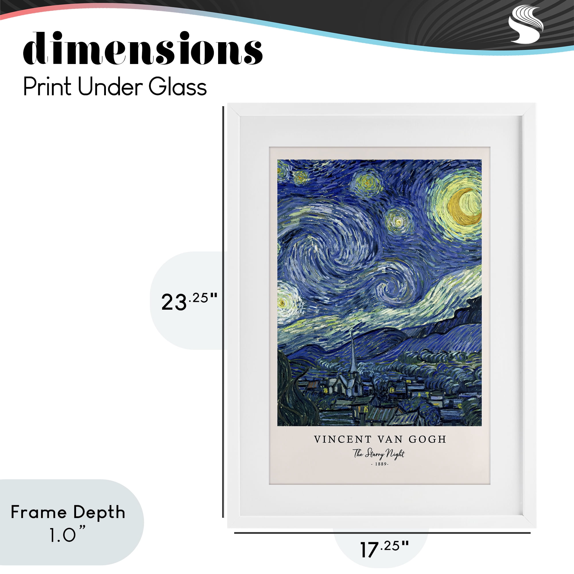 Stupell Industries Classic Starry Night Van Gogh White Framed Print Under Glass, design by Vintage Hustle