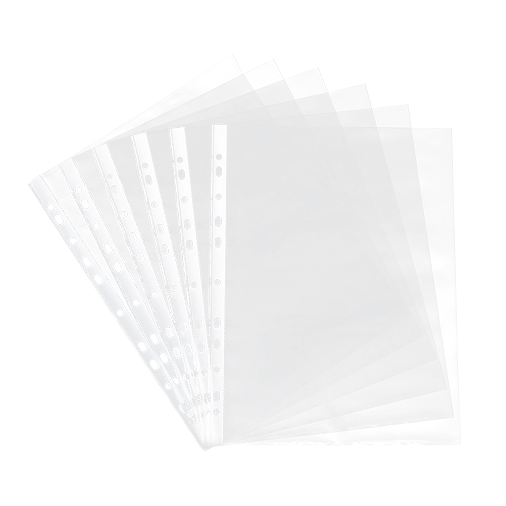100pcs A4 File Document Folder Clear Sheet Protectors Punched 11hole Pocket Binder Sleeves