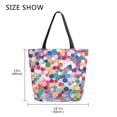 thumbnail image 5 of FORMRS Womens Canvas Tote Bag with Zipper Inner Pocket Shoulder Handbag, Blue Colorful Circles, 5 of 7