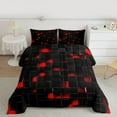 thumbnail image 3 of Homewish Neon Red Rectangle Bedding Comforter Set for Adult, Chic Abstract Ombre Twin Comforter Sets, Modern Honeycomb Reversible Bedding Set, Breathable Home Decor, 2pcs, 3 of 9