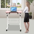 thumbnail image 2 of Loyalheartdy 24" Mobile Stand Up Desk Adjustable Height Rolling Desk with 2USB Socket for Home Office (Pink), 2 of 12