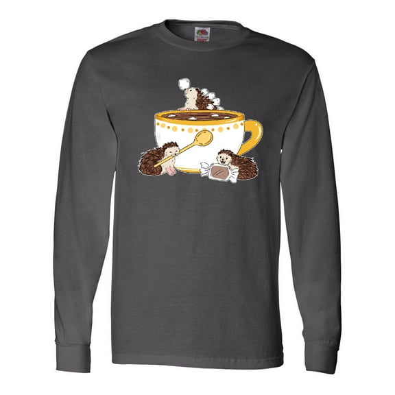 Inktastic Cute Hot Chocolate Hedgehogs Long Sleeve T-Shirt