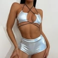 thumbnail image 5 of ANINEO Women Swimwear Split Swimsuit Star Sequin Silver Neck Strap Bikini Swimsuit Soft Hawaii Summer Tropical Brazilian Beachwear, 5 of 7