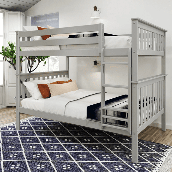 BEDSMART Solid Wood Full Over Full Bunk Bed | Gray