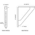 thumbnail image 2 of Ekena Millwork 1 1/2"W x 10"D x 12"H Traditional Wrought Iron Bracket, (Single center brace) (2-Pack), 2 of 5