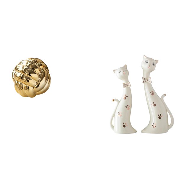 Adorno De Bola De Hilo De Pareja De Gatos Estéticos, Escultura De Cerámica Para Amigos, Sala De Estar, Tocador, Comedor, Repisa, Mesa Coleccionable, Manualidades