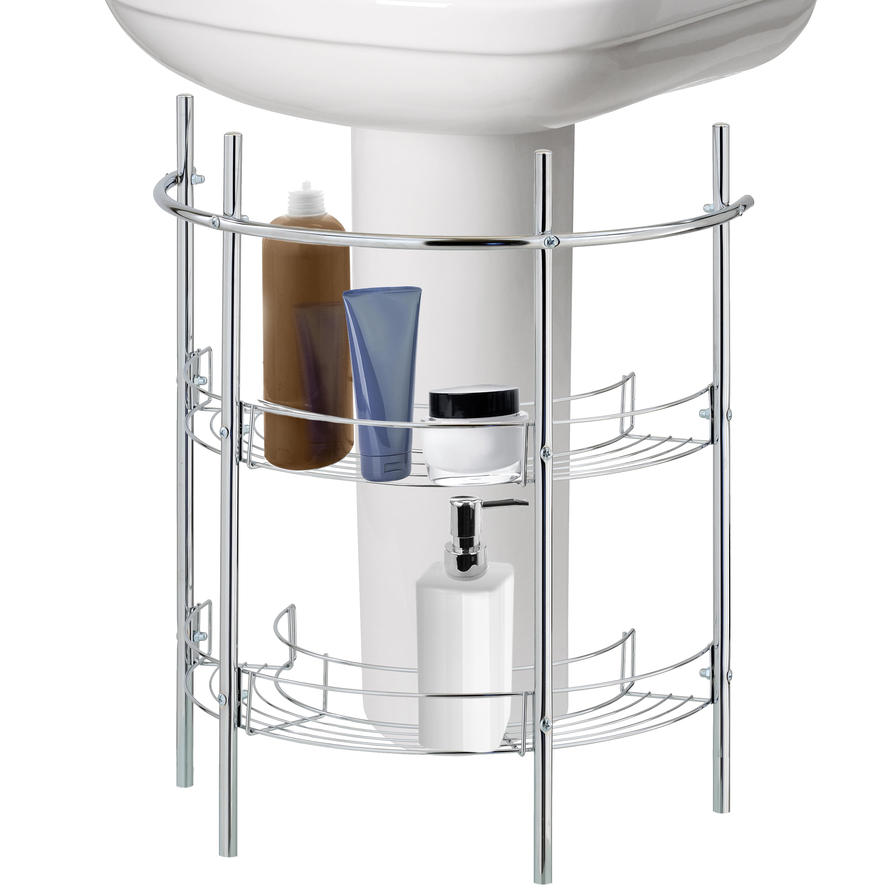 Sevenblue 2 Pack Under Sink Organizer, Under Bathroom Cabinet Organizer  with Hooks Hanging Cup,Multi-Purpose Storage Shelf for Kitchen  Bathroom,Black in 2023