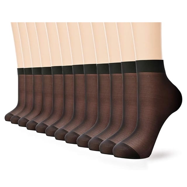 12 pares de calcetines altos hasta el tobillo transparentes para mujer, medias color piel, ultrafinas, frescas, transparentes, de seda para mujer
