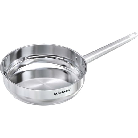 Sunhouse 10 Inch Tri-Ply Stainless Steel Frying Pan, Whole-Clad Skillet with Stay-Cool Handle for Cooking