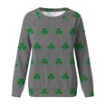 thumbnail image 4 of TKLPEHG St. Patrick's Day Sweatshirt for Women Green Shamrock Long Sleeve Tops Clovers Print Round Neck Pullover Tops (Gray,XL), 4 of 4