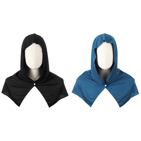 Uxcell Cooling Hoodie Towel, Cooling Towels for Neck and Face Sun Protection Instant Cool Hoodie 2 Pack & Cobalt Blue/Black-Fitting For(Sport/Camping/Work Out/Hot Weather)