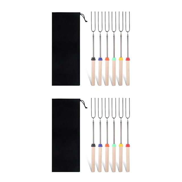Maytalsory 6piece Extendable Barbecue Forks For Safe Outdoor Grilling With Family And Friends Wide Application Shown as Pictures 2Set