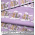 thumbnail image 2 of Soimoi Poly Crepe Fabric Floral,Clouds & Cat Kids Decor Fabric Printed Yard 42 Inch Wide, 2 of 3
