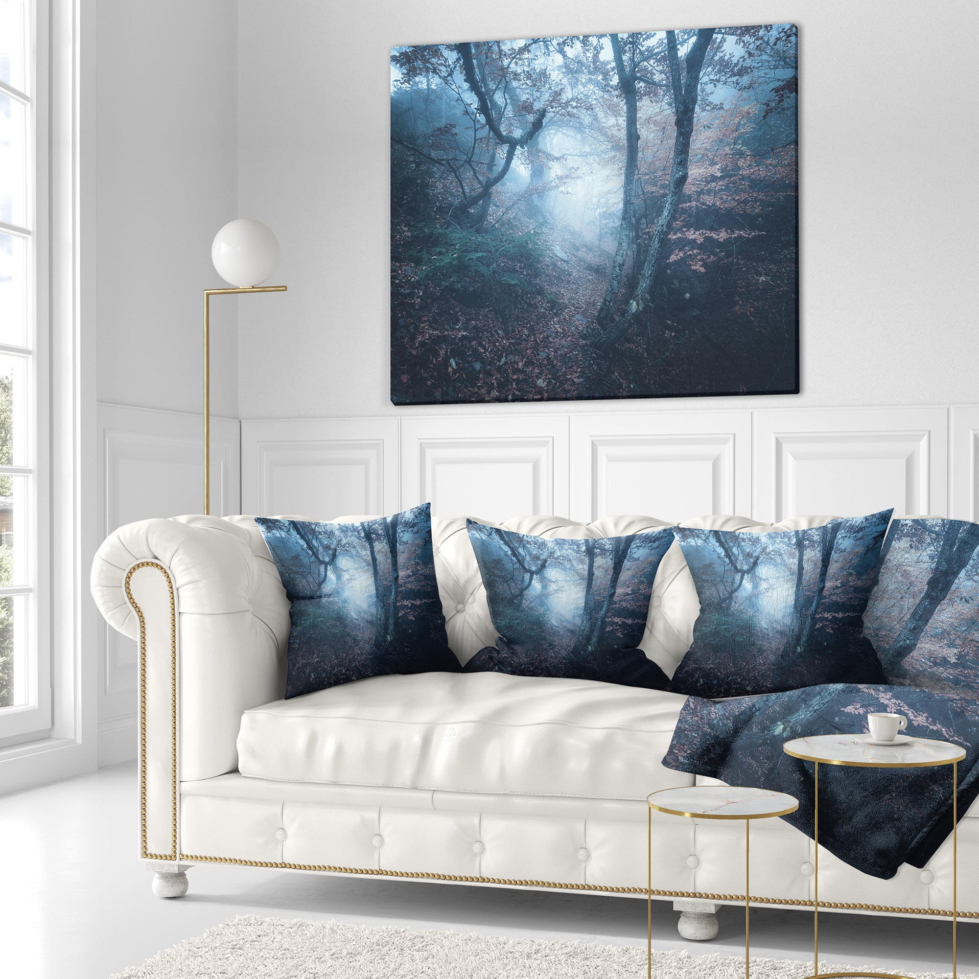 Designart Beautiful Autumn in Forest - Landscape Photography Throw Pillow - 16x16