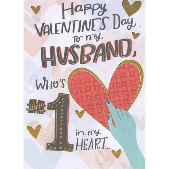 Designer Greetings My Husband is #1 in My Heart Blue Hand and Red Heart 3D Pop Up Funny / Humorous Valentine's Day Card for Husband