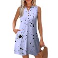 thumbnail image 2 of WTOBBY Women's Fashion Casual Printed V-Neck Button Vest Sleeveless Dress with Pocket, Tie-Dye Colorful Print for Summer Wear, Comfortable and Stylish for Beach and Outings,Light Purple M, 2 of 5