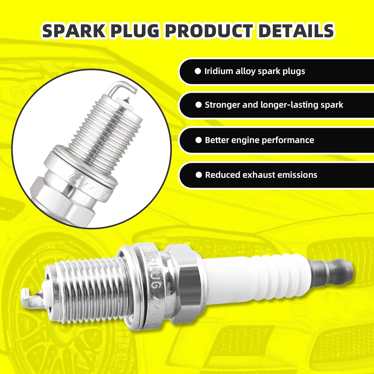 MOAUTO Set of 4 Ignition Coils Pack UF499 27301-26640 & 4 PCS Iridium Spark Plugs Compatible with Hyundai Kia Dodge 2006 2007 2008 2009 2010 2011 Accent Rio Rio5 Attitude 1.6L L4