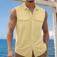 thumbnail image 2 of USNSM (S-5XL) Big and Tall Sleeveless Button Down Shirts for Men Summer Casual Beach Vacation Collared Tank Tops Basic Vest Shirts with Pockets Gold XXXXL, 2 of 7