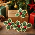thumbnail image 3 of 10 Pcs Artificial Holly Berries, 5.12 inch Faux Berries Holly Leaves, Fake Berries with Green Leaves Christmas Tree Wreath Decor and Gift Box Warp, 3 of 7