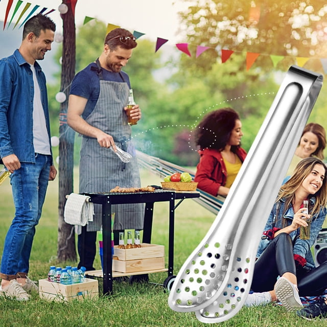YYV Kitchen Mini Tongs Stainless Steel Compact 6 Inch Food Clip Small Mini Serving Tongs for Dining Buffet Appetizers and Bbq Heat Resistant Tableware, Restaurant Supply
