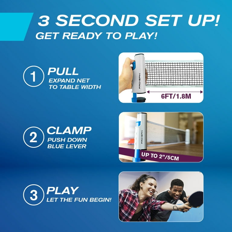 Free Shipping! PRO-SPIN All-in-One Portable Ping Pong Set with