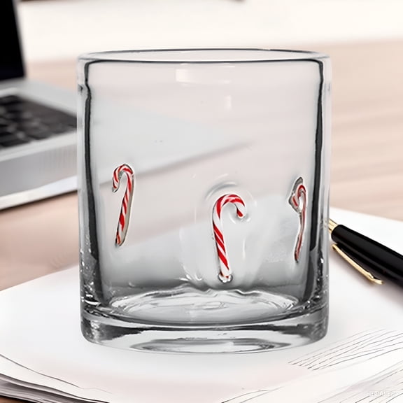 ACDANC 2026 New 1 Pc Icon Glass Cups - 16 Oz Cute Icon Juice Glass Double Old Fashioned Hand Blown Drinking Cups for Holiday Party Home Decor Lovely Gifts (Christmas Style)