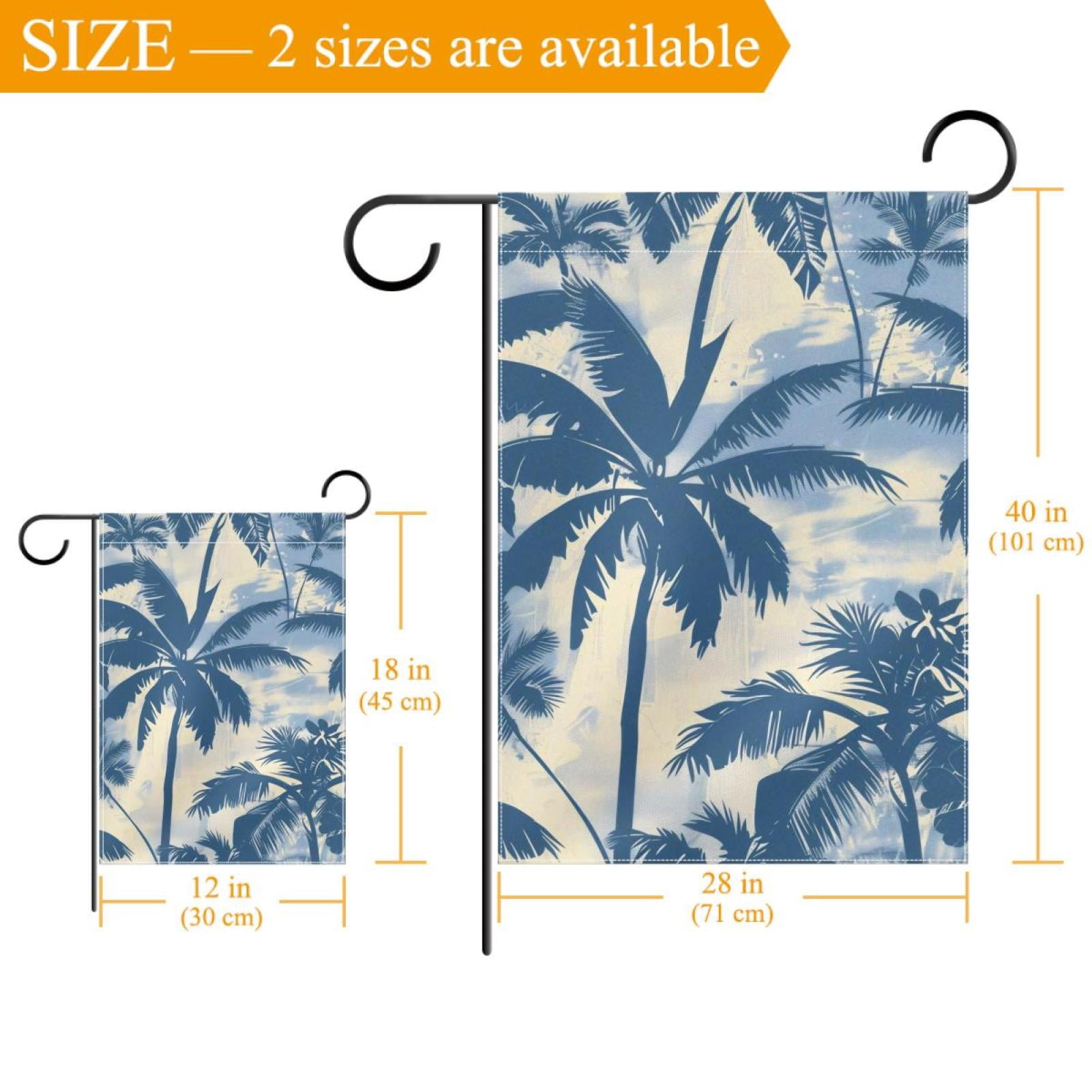 Tropical Palm Trees Silhouettes Double Sided Garden Flag Decorative Weather Resistant Yard Flag, Large DIY Vertical Flag for Farmhouse Patio Lawn, 28x40 Inch