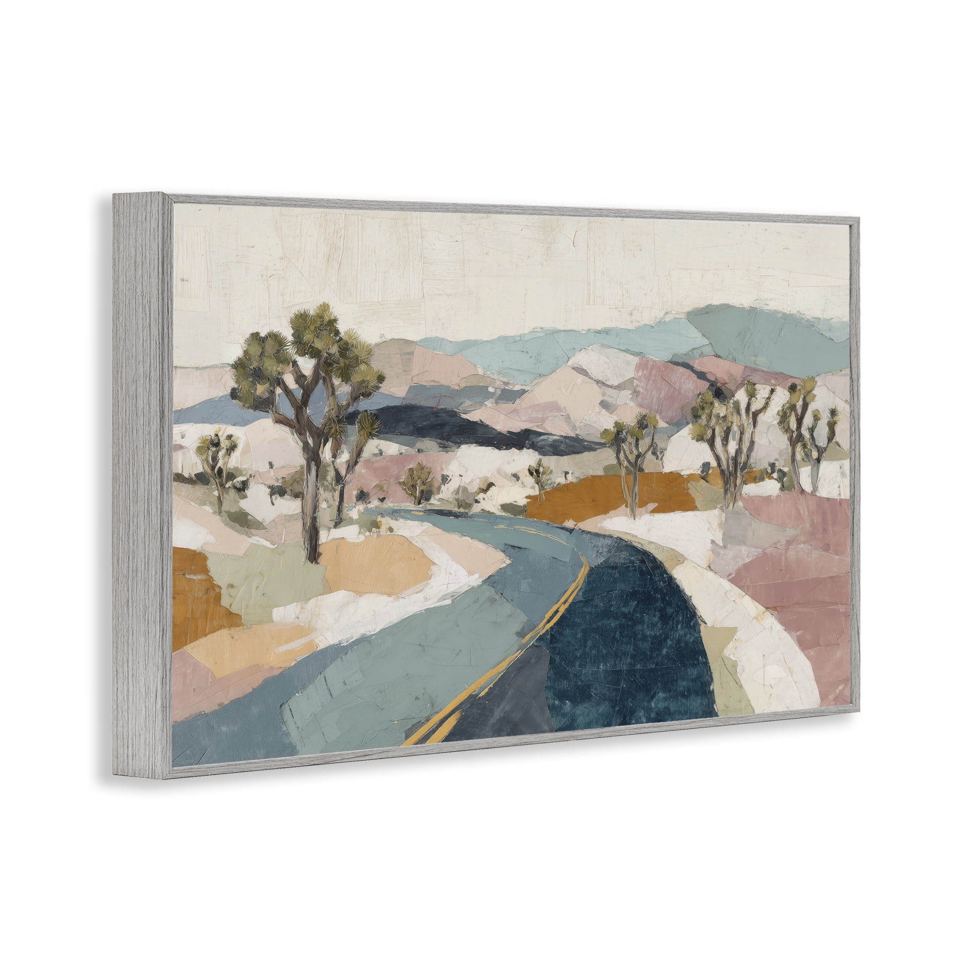 Stupell Industries Desert Highway Through Joshua Trees Gray Framed Giclee Art, design by Chromatic Storm Studio