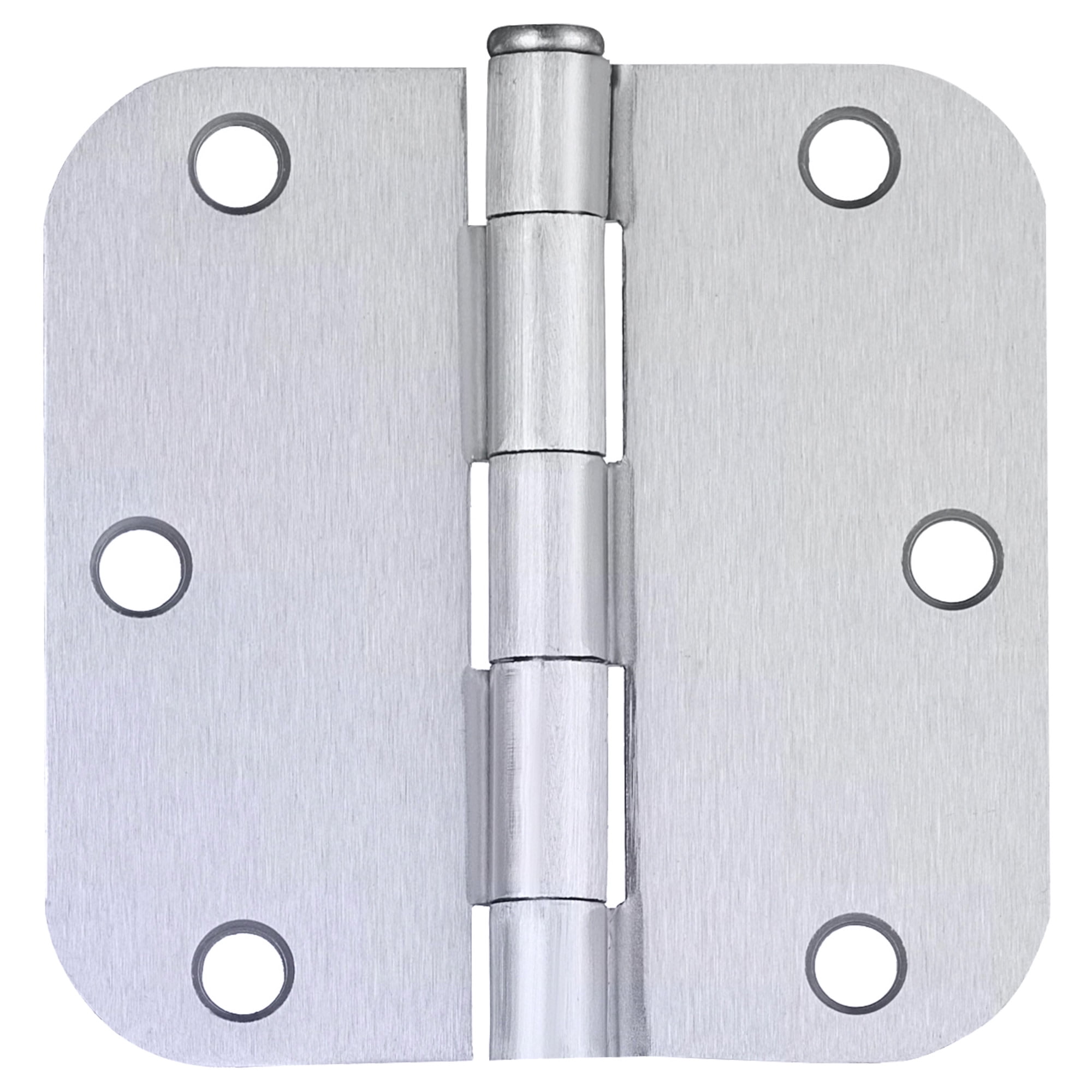 Brushed Chrome Steel Plain Bearing Door Hinge with Removable Pin, 3-1/2 x 3-1/2 in. 5/8 in. Radius, 2-Pack