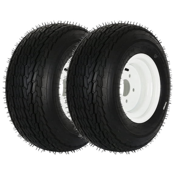 Weize 20.5X8.0-10 Trailer Tires with 10" Rims, 20.5x8x10 Tire, 5 Lug on 4.5", Load Range E, 10PR, 2 Pack