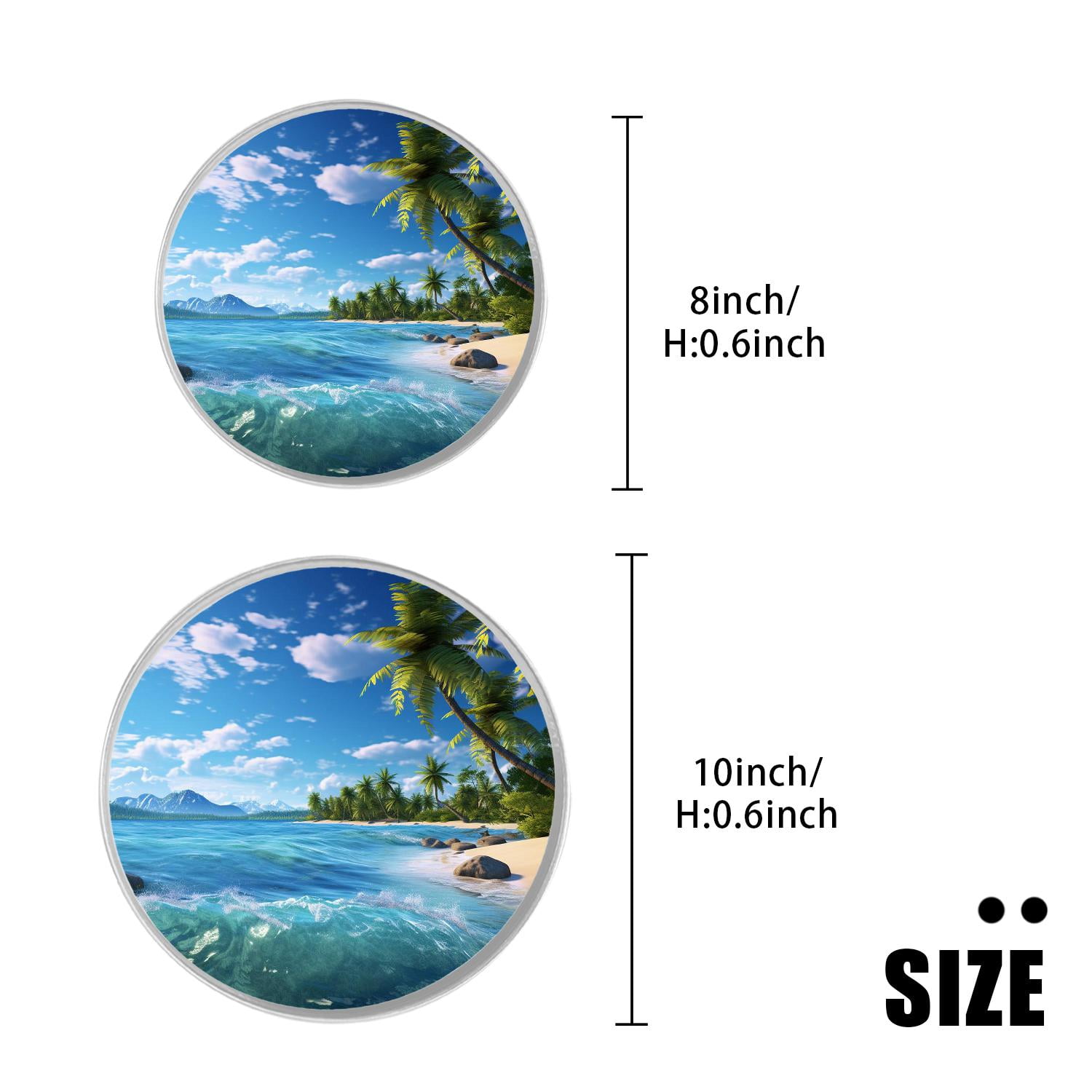 Round Stove Burner Covers 4 Pcs Metal Electric Stove Burner Covers 8Inch And 10Inch ,Palm Trees Beach Astronaut Hawaiian Tropical Seashore pattern