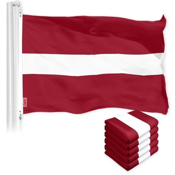 G128 5 Pack: Latvia Latvian Flag | 3x5 Ft | LiteWeave Pro Series Printed 150D Polyester | Country Flag, Indoor/Outdoor, Vibrant Colors, Brass Grommets, Thicker and More Durable Than 100D 75D Polyester