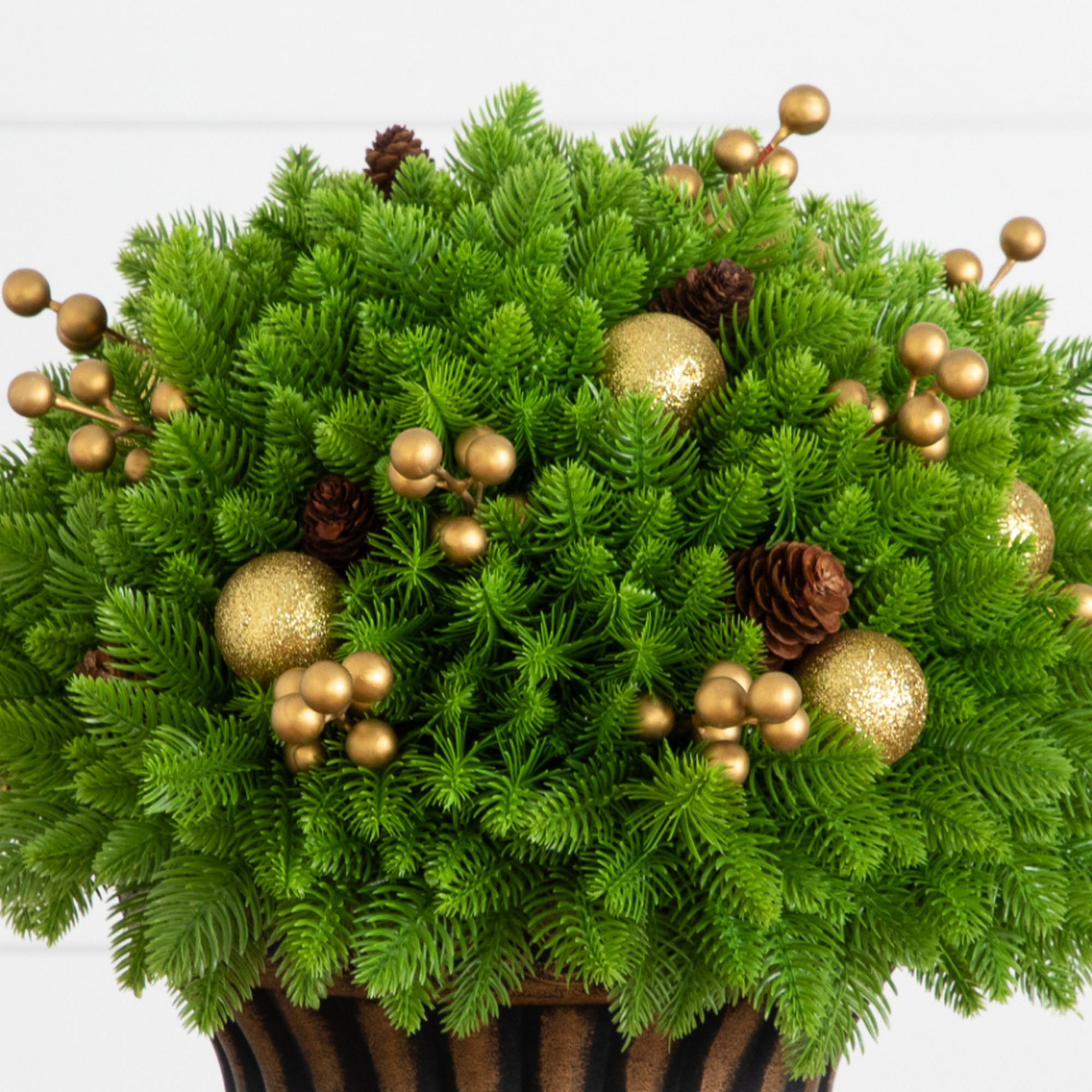 18in. UV Resistant Artificial Pre-Lit Christmas Pine Plant with LED Lights in Decorative Planter (Indoor/Outdoor)