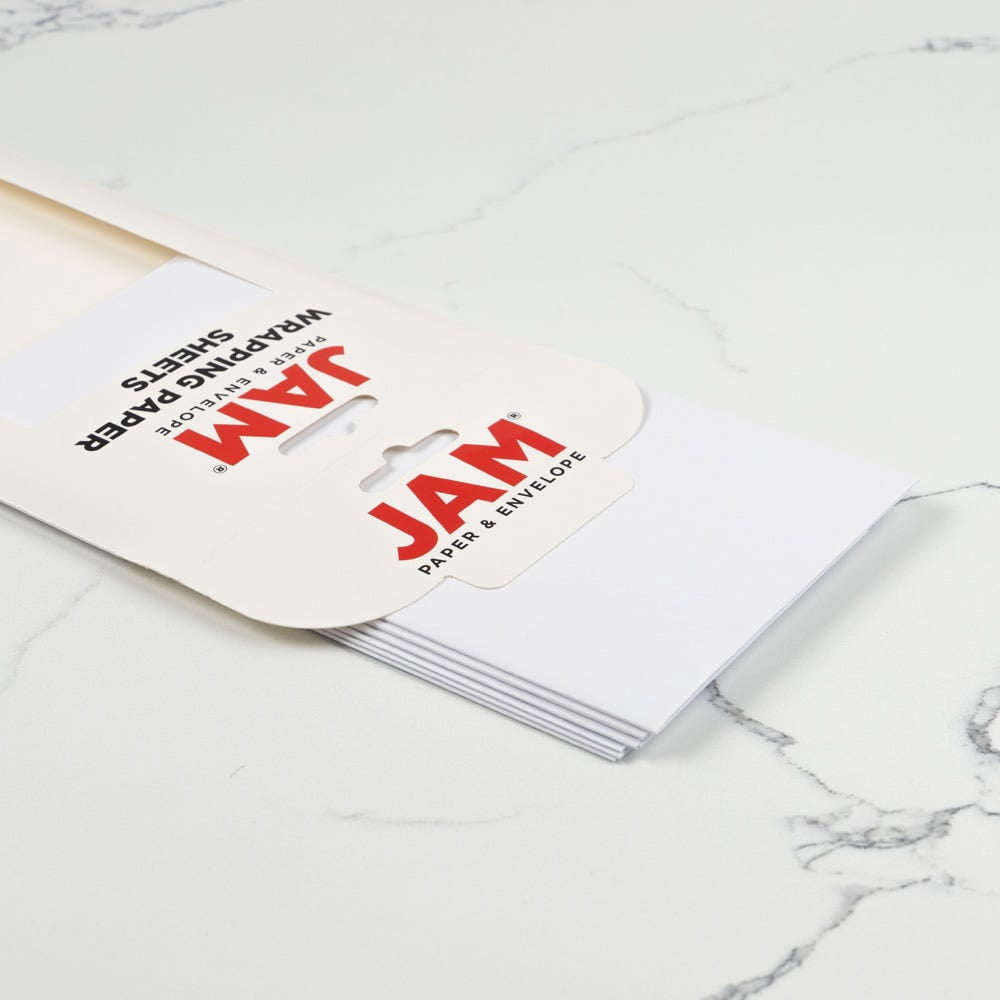 JAM Paper Matte Wrapping Paper Sheets, 30 x 20 per Sheet (25 sq ft Total), Matte White, 6 Sheets