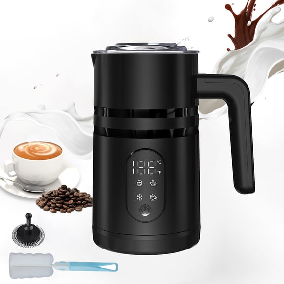 TOPCHANCES Electric Milk Frother, 4-in-1 Automatic Milk Steamer, 12oz/350ml Frother Machine Warm and Cold Frother for Coffee, Latte, Cappuccino, Hot (Black)